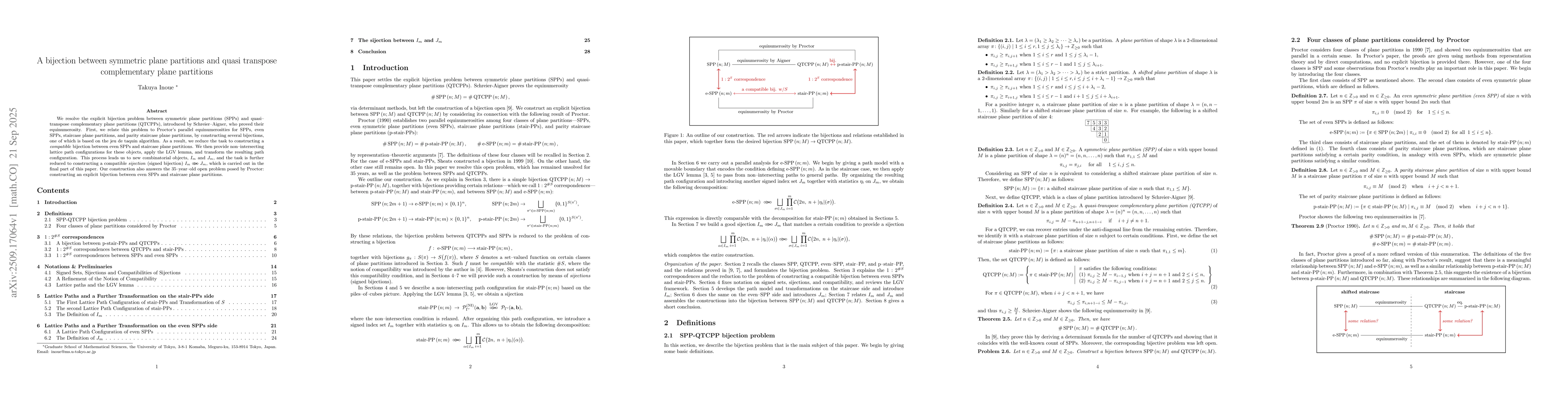 Thumbnail for A bijection between symmetric plane partitions and quasi transpose
  complementary plane partitions