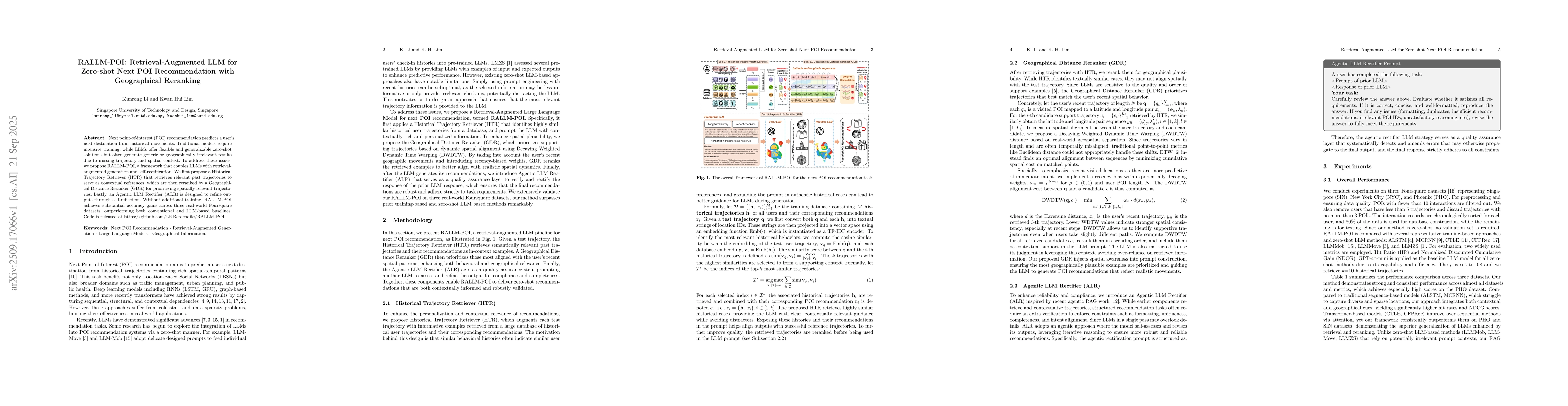 Thumbnail for RALLM-POI: Retrieval-Augmented LLM for Zero-shot Next POI Recommendation
  with Geographical Reranking