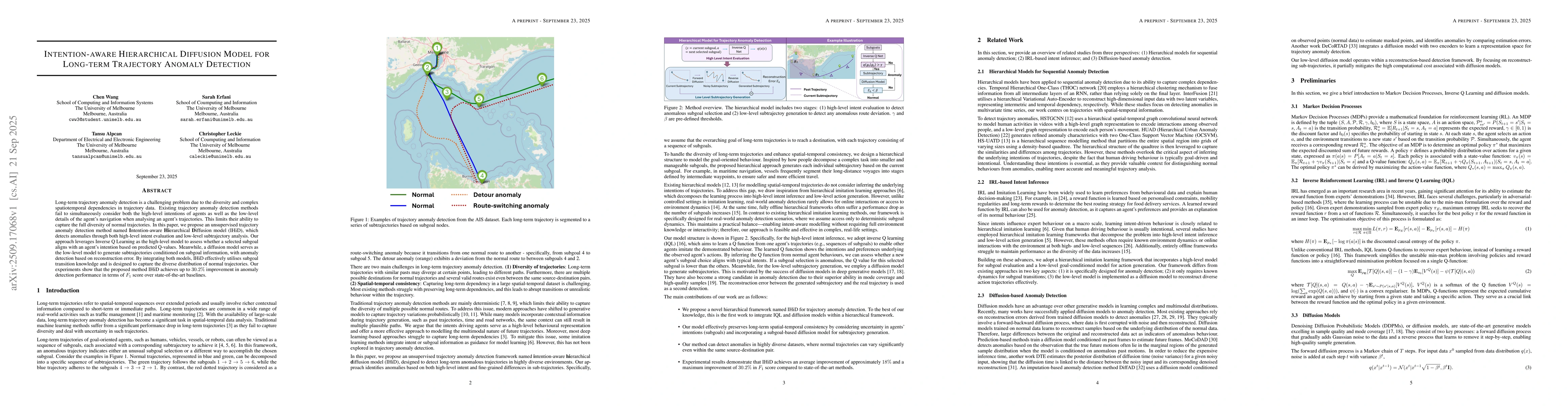 Thumbnail for Intention-aware Hierarchical Diffusion Model for Long-term Trajectory
  Anomaly Detection
