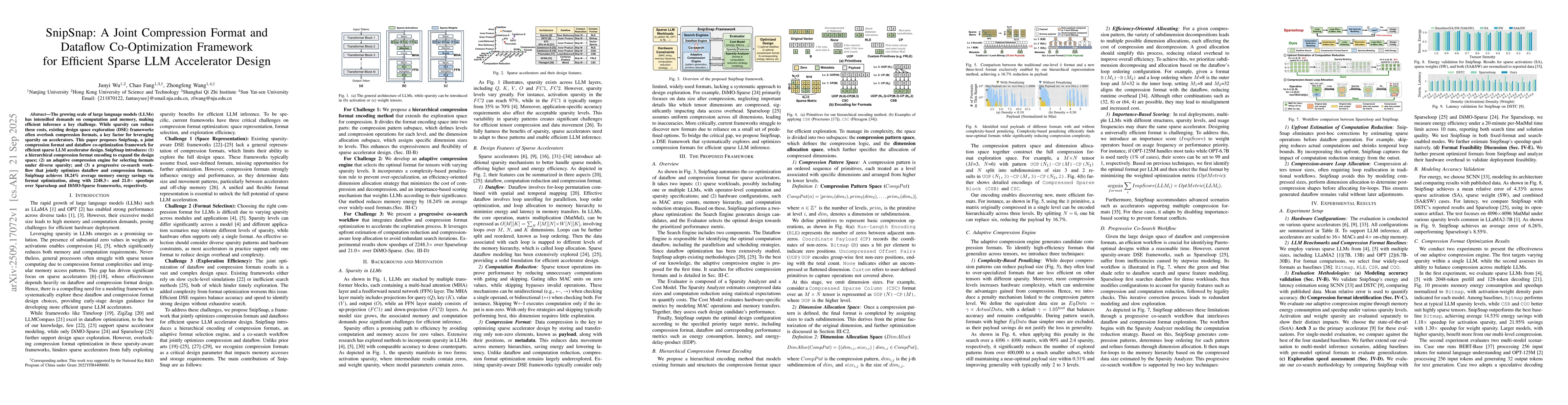 Thumbnail for SnipSnap: A Joint Compression Format and Dataflow Co-Optimization
  Framework for Efficient Sparse LLM Accelerator Design