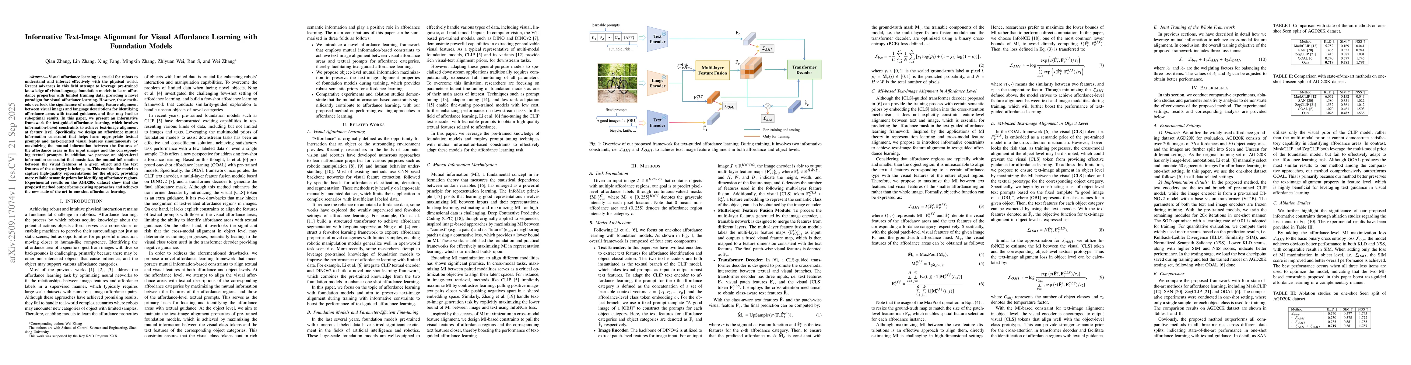 Thumbnail for Informative Text-Image Alignment for Visual Affordance Learning with
  Foundation Models