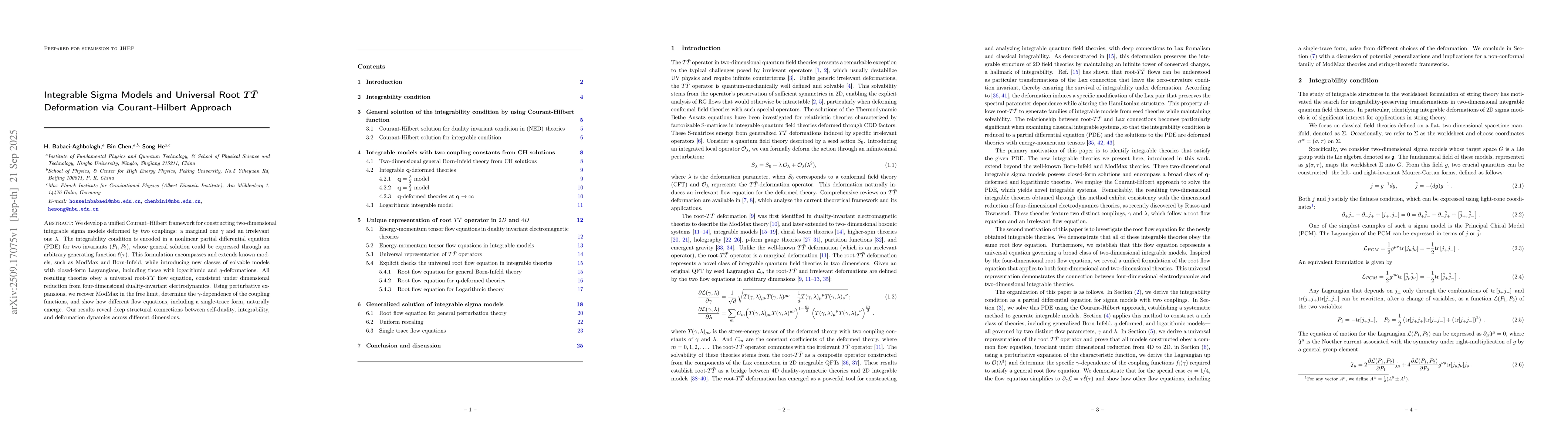 Thumbnail for Integrable Sigma Models and Universal Root $T\bar{T}$ Deformation via
  Courant-Hilbert Approach