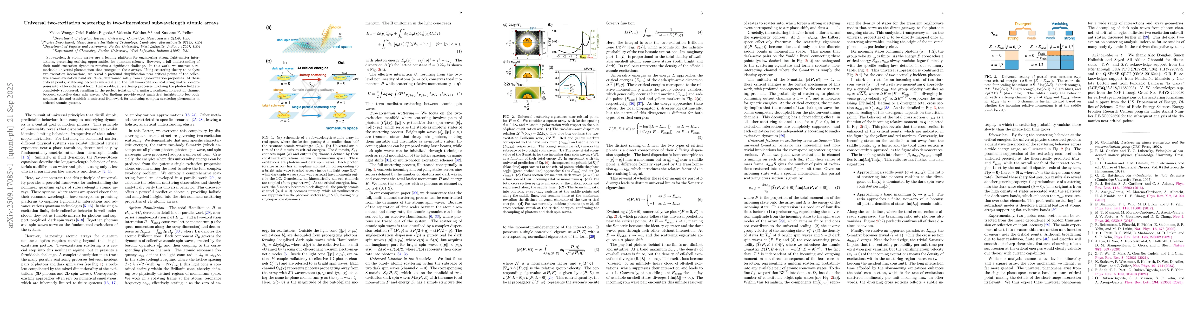 Thumbnail for Universal two-excitation scattering in two-dimensional subwavelength
  atomic arrays