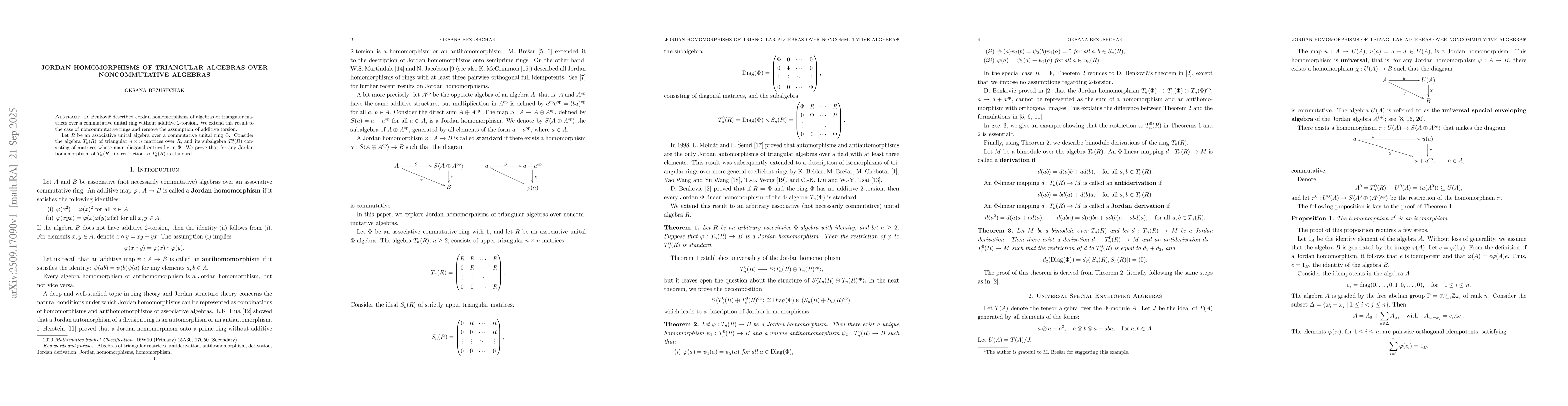 Thumbnail for Jordan homomorphisms of triangular algebras over noncommutative algebras