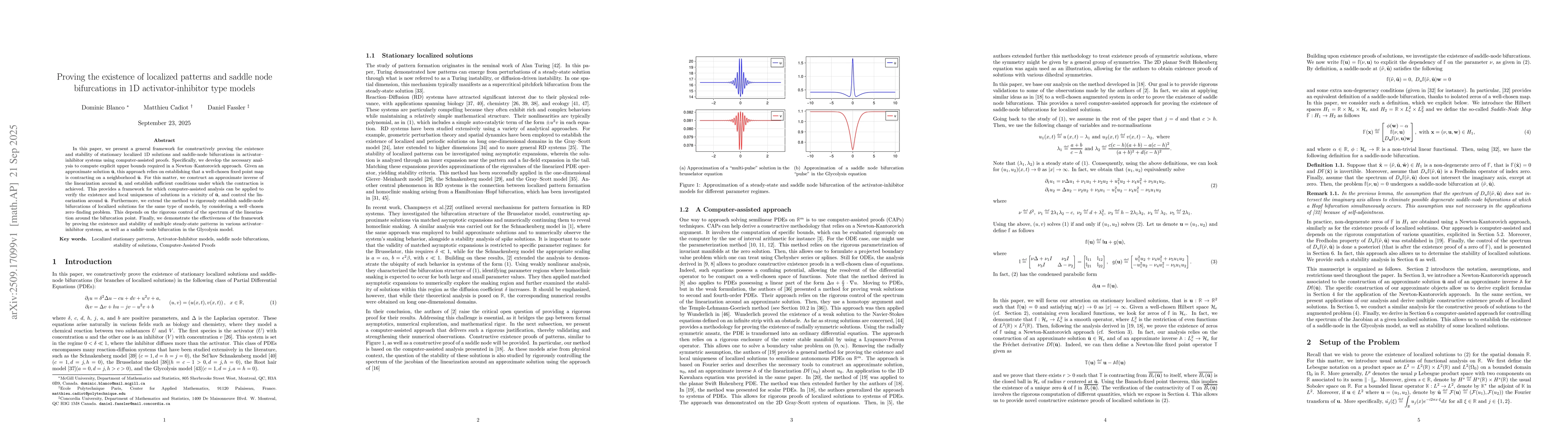 Thumbnail for Proving the existence of localized patterns and saddle node bifurcations
  in 1D activator-inhibitor type models