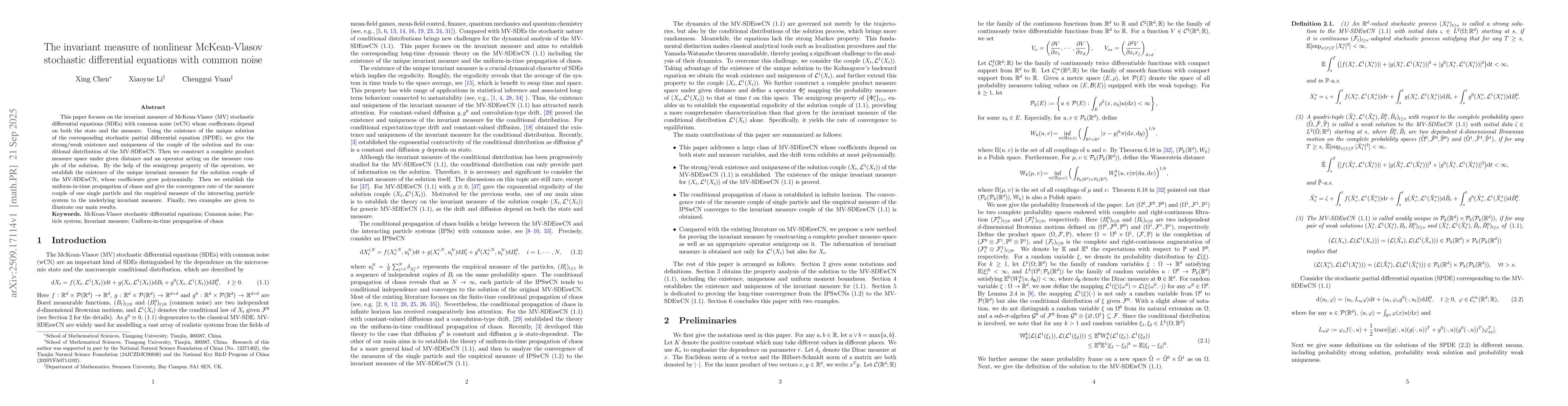 Thumbnail for The invariant measure of nonlinear McKean-Vlasov stochastic differential
  equations with common noise