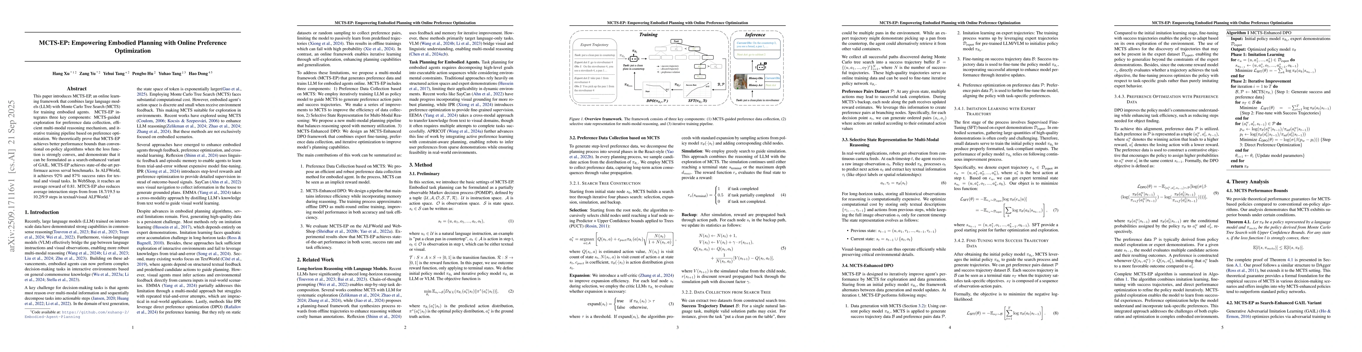 Thumbnail for MCTS-EP: Empowering Embodied Planning with Online Preference
  Optimization