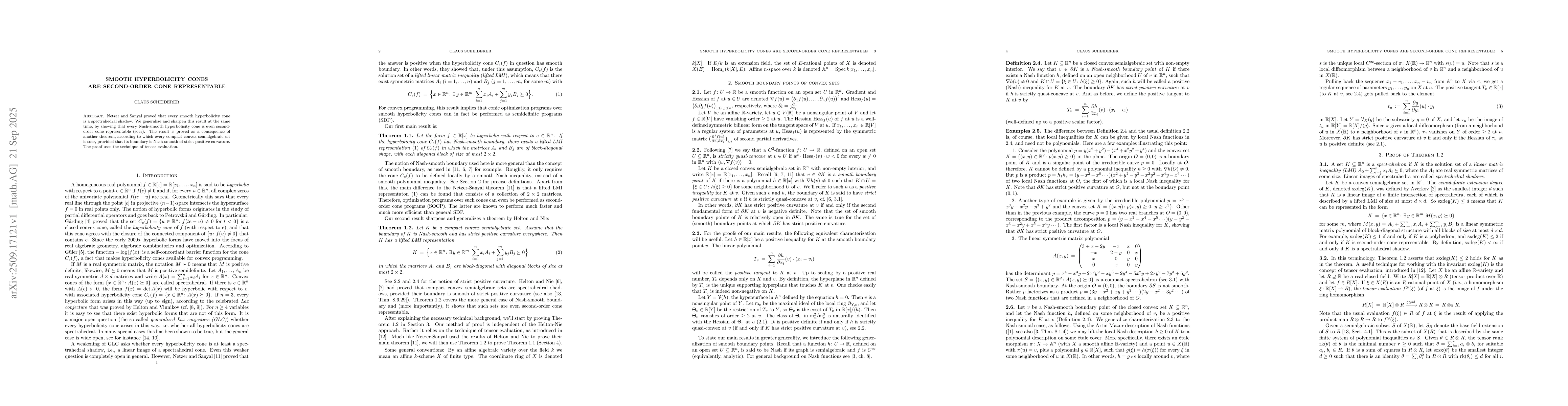 Thumbnail for Smooth hyperbolicity cones are second-order cone representable