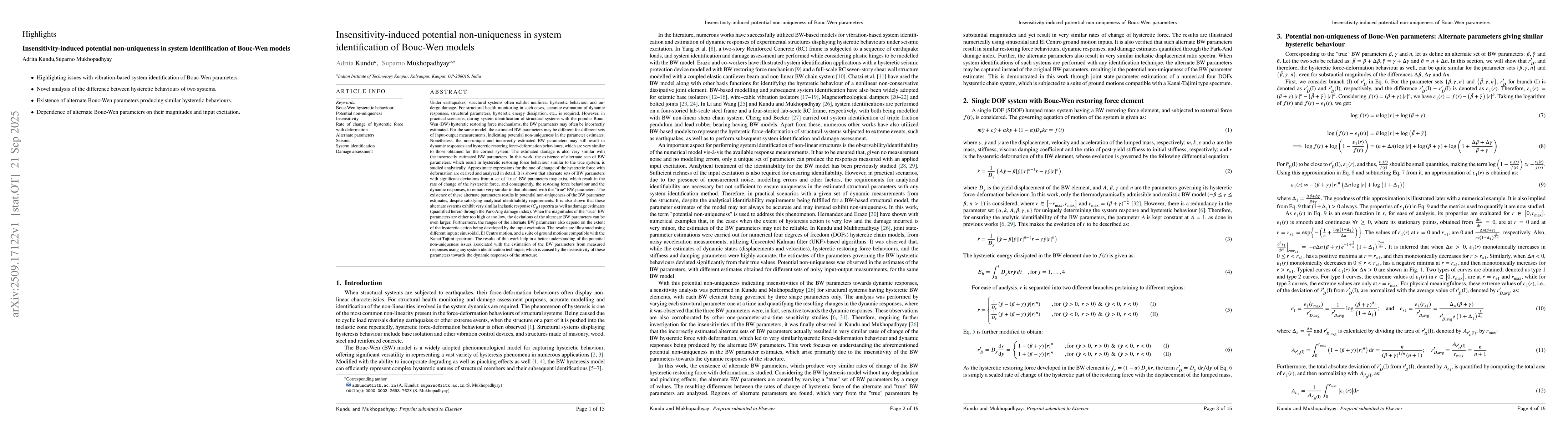 Thumbnail for Insensitivity-induced potential non-uniqueness in system identification
  of Bouc-Wen models