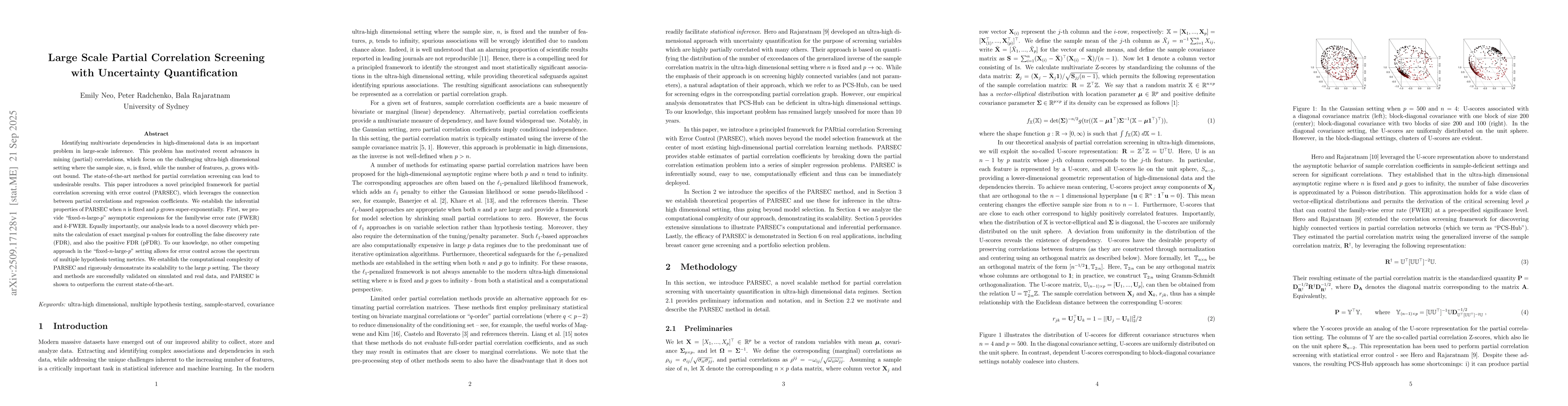 Thumbnail for Large Scale Partial Correlation Screening with Uncertainty
  Quantification