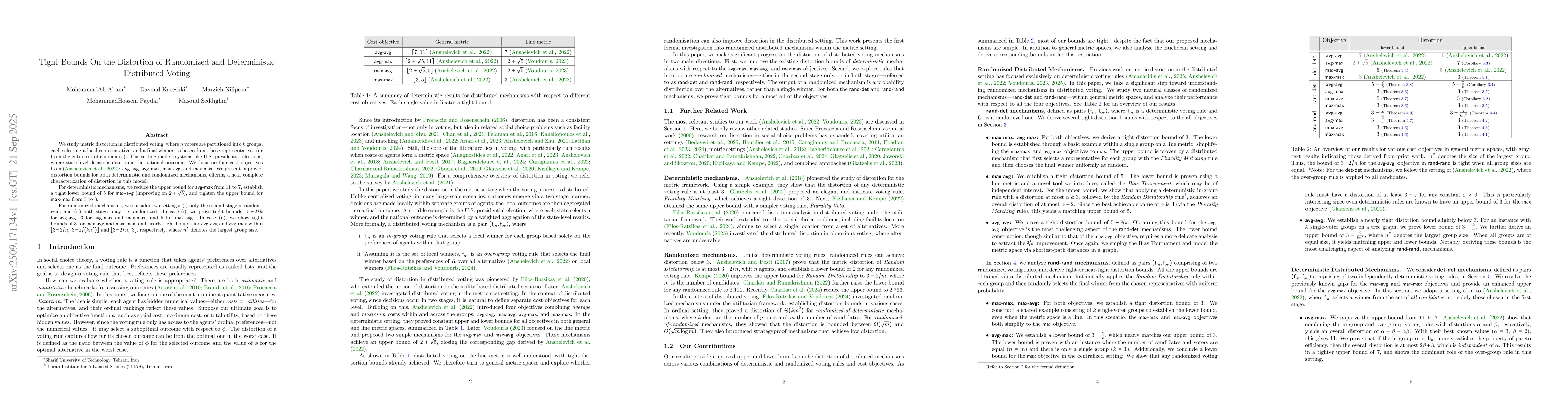 Thumbnail for Tight Bounds On the Distortion of Randomized and Deterministic
  Distributed Voting
