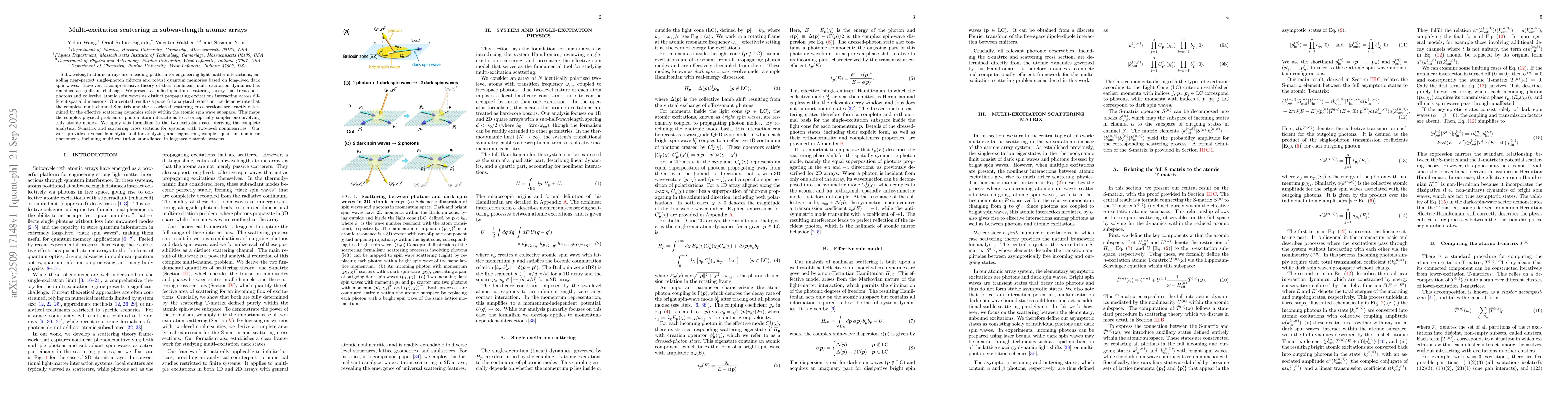 Thumbnail for Multi-excitation scattering in subwavelength atomic arrays