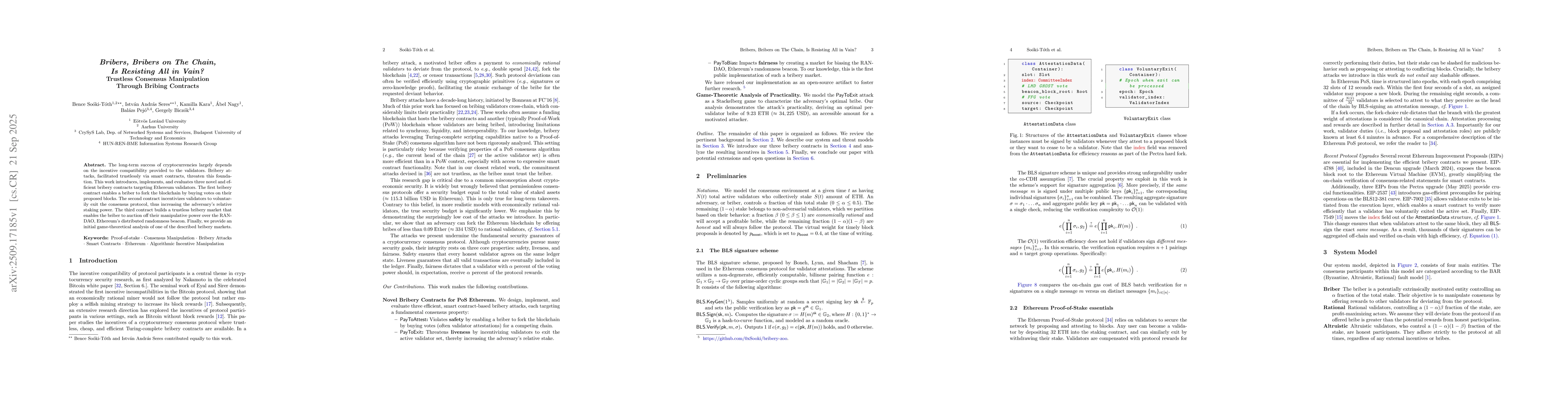 Thumbnail for Bribers, Bribers on The Chain, Is Resisting All in Vain? Trustless
  Consensus Manipulation Through Bribing Contracts