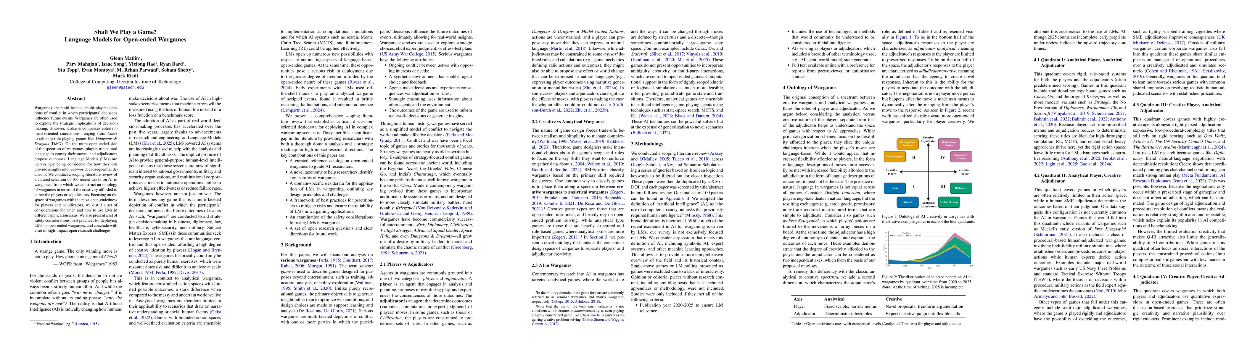 Thumbnail for Shall We Play a Game? Language Models for Open-ended Wargames