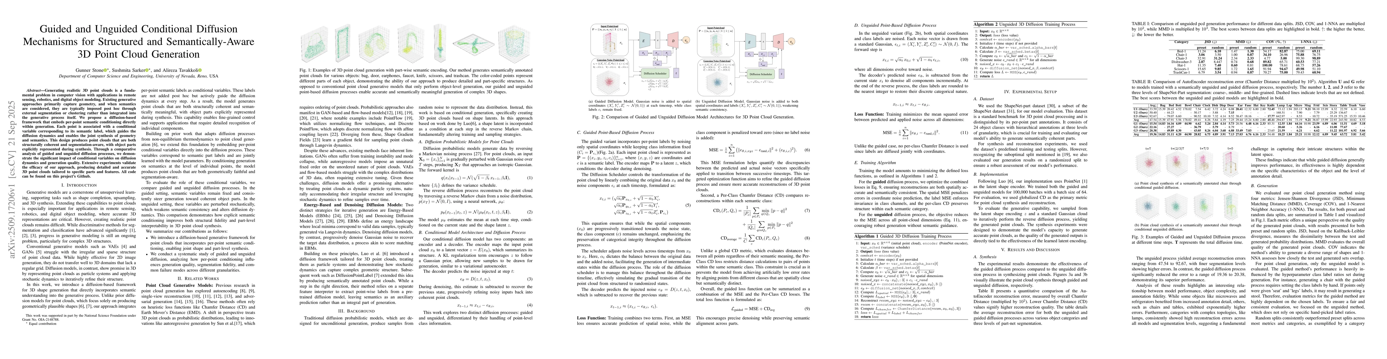 Thumbnail for Guided and Unguided Conditional Diffusion Mechanisms for Structured and
  Semantically-Aware 3D Point Cloud Generation