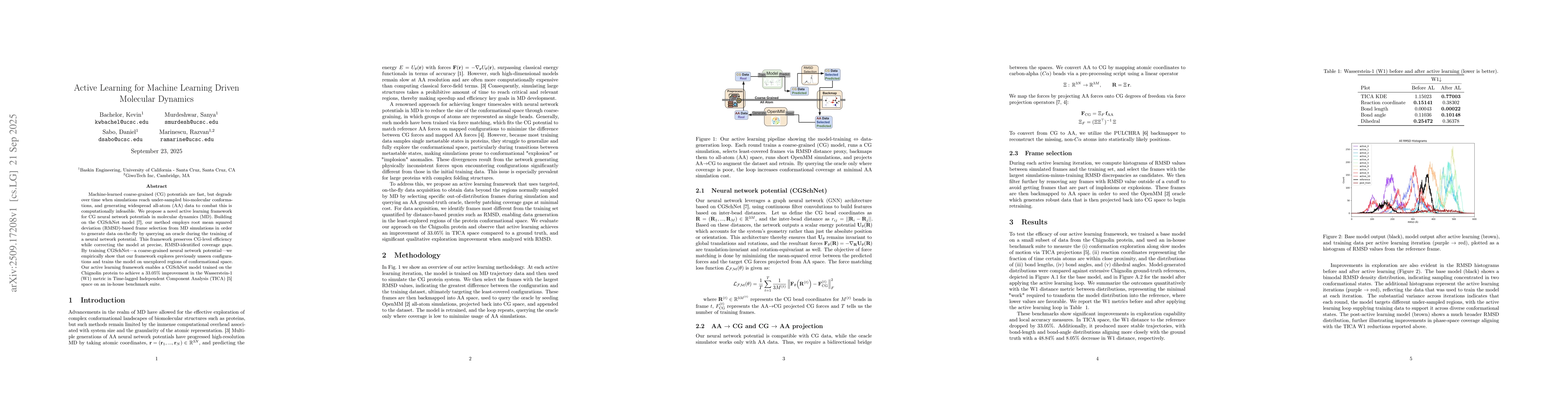 Thumbnail for Active Learning for Machine Learning Driven Molecular Dynamics