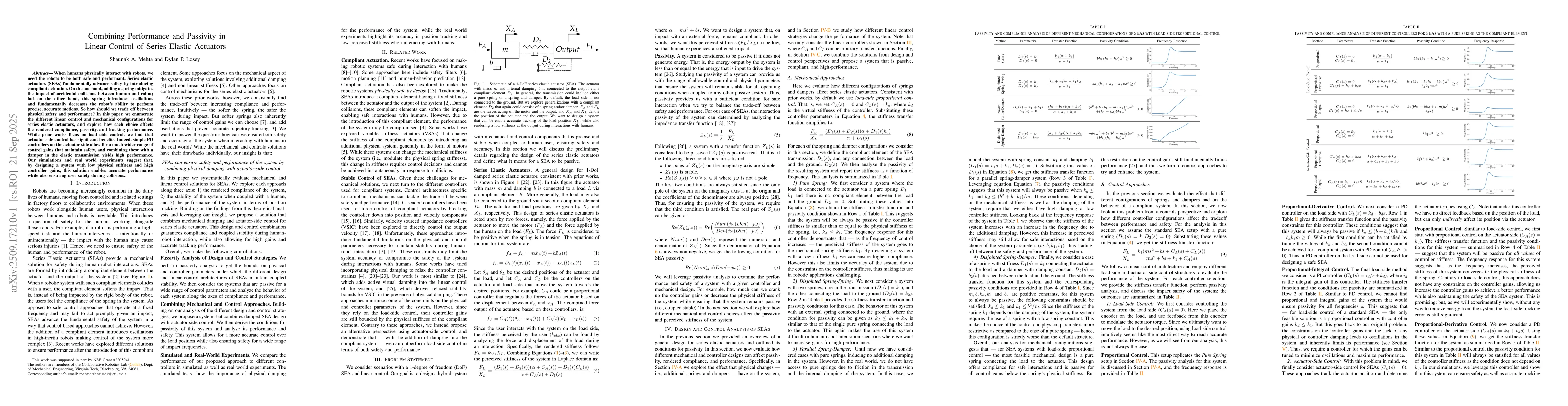 Thumbnail for Combining Performance and Passivity in Linear Control of Series Elastic
  Actuators