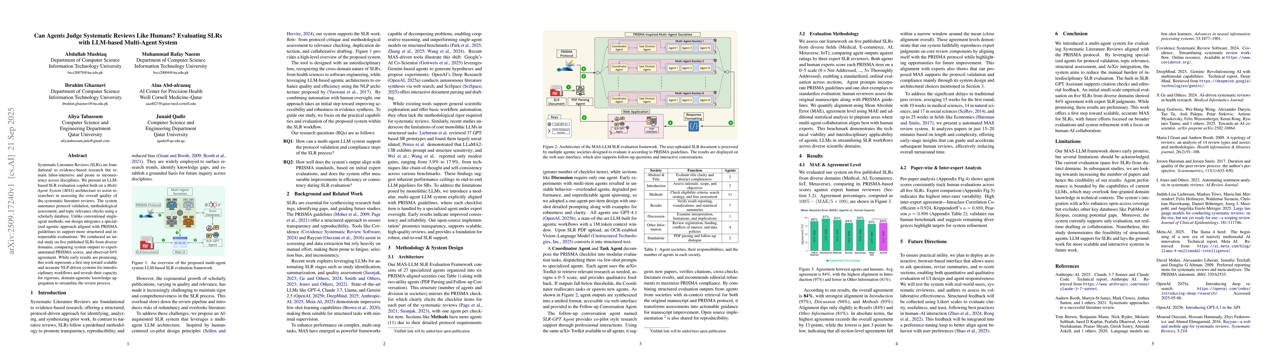Thumbnail for Can Agents Judge Systematic Reviews Like Humans? Evaluating SLRs with
  LLM-based Multi-Agent System