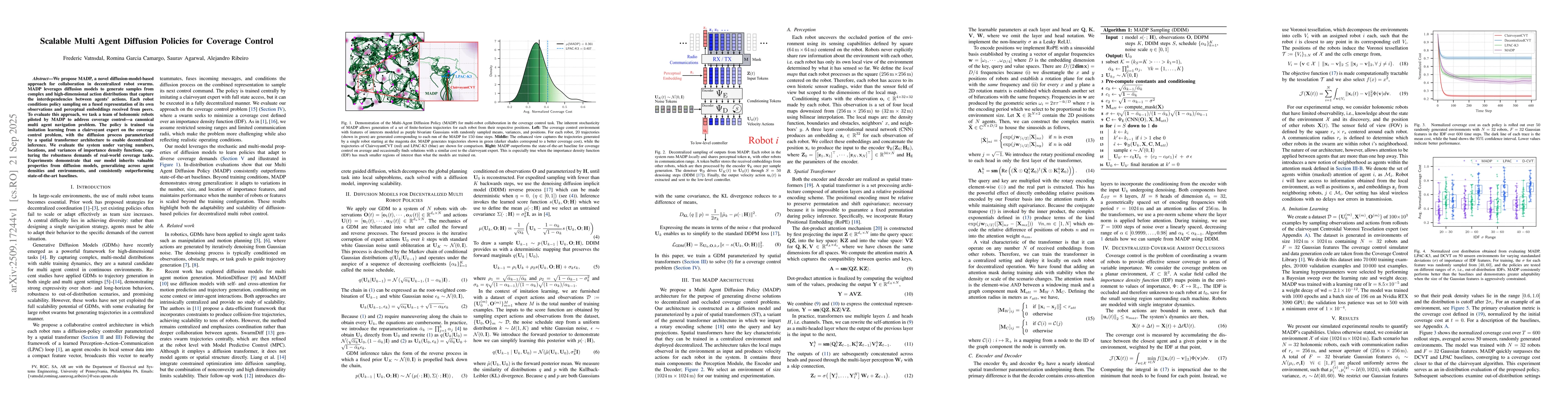 Thumbnail for Scalable Multi Agent Diffusion Policies for Coverage Control