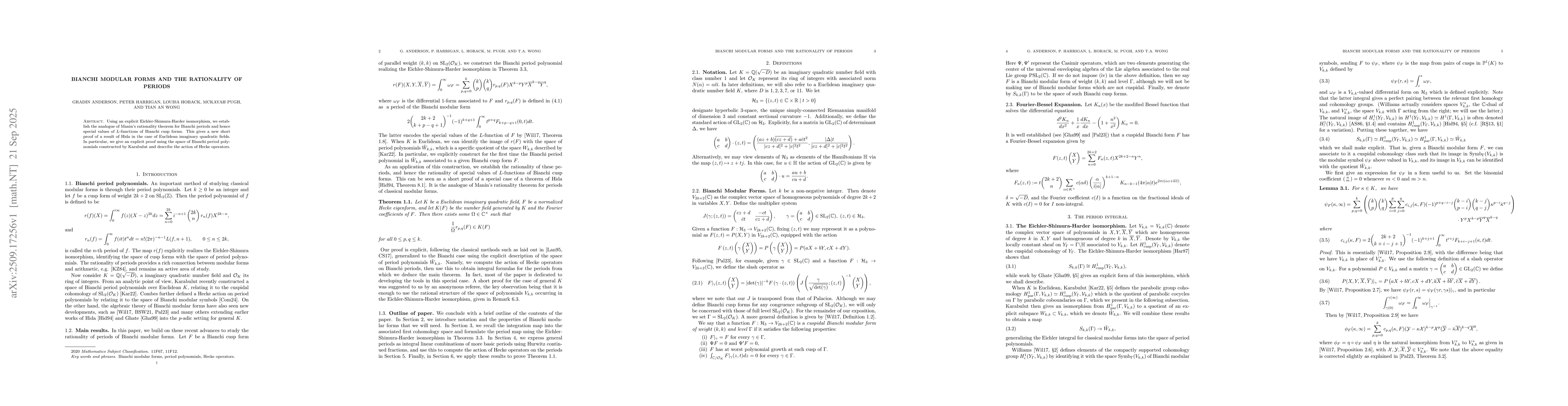 Thumbnail for Bianchi Modular Forms and the Rationality of Periods