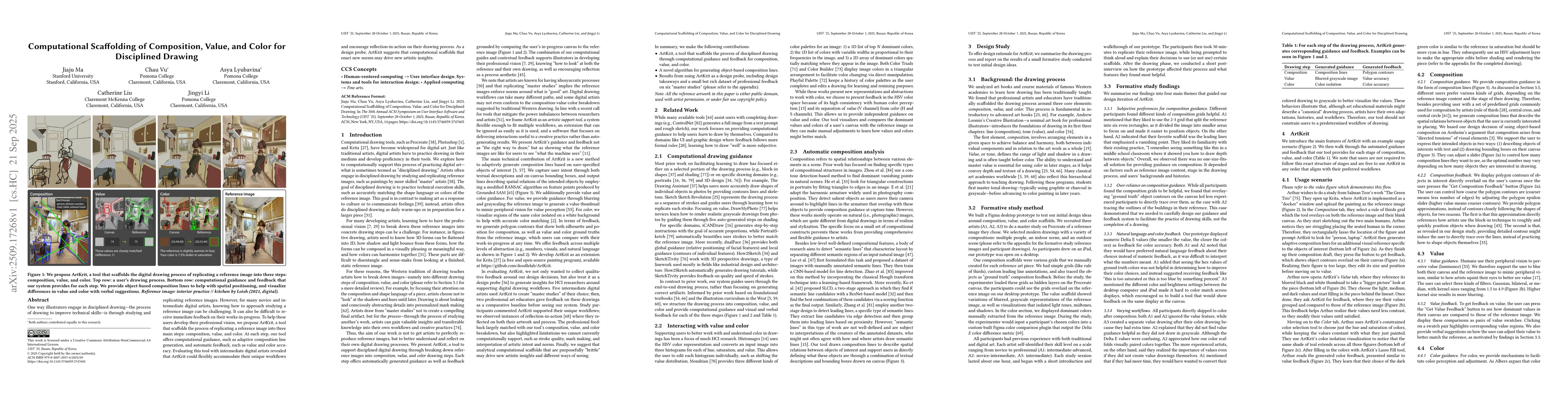 Thumbnail for Computational Scaffolding of Composition, Value, and Color for
  Disciplined Drawing