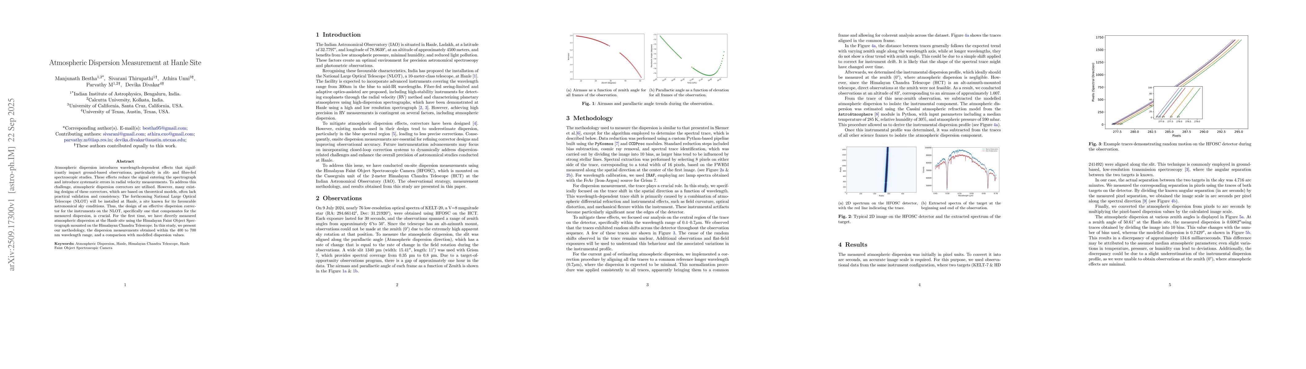 Thumbnail for Atmospheric Dispersion Measurement at Hanle Site