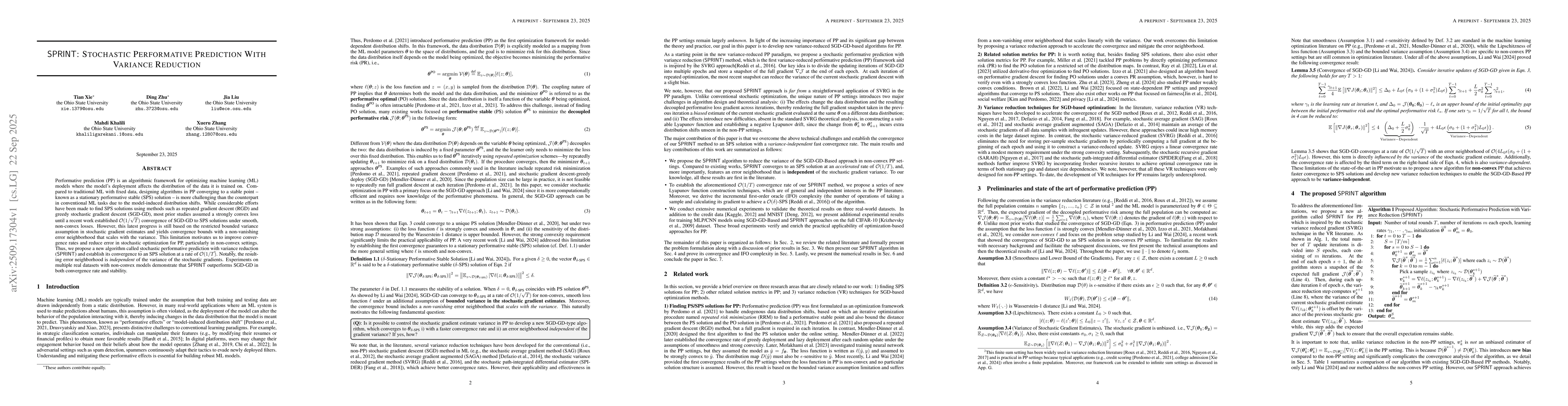 Thumbnail for SPRINT: Stochastic Performative Prediction With Variance Reduction
