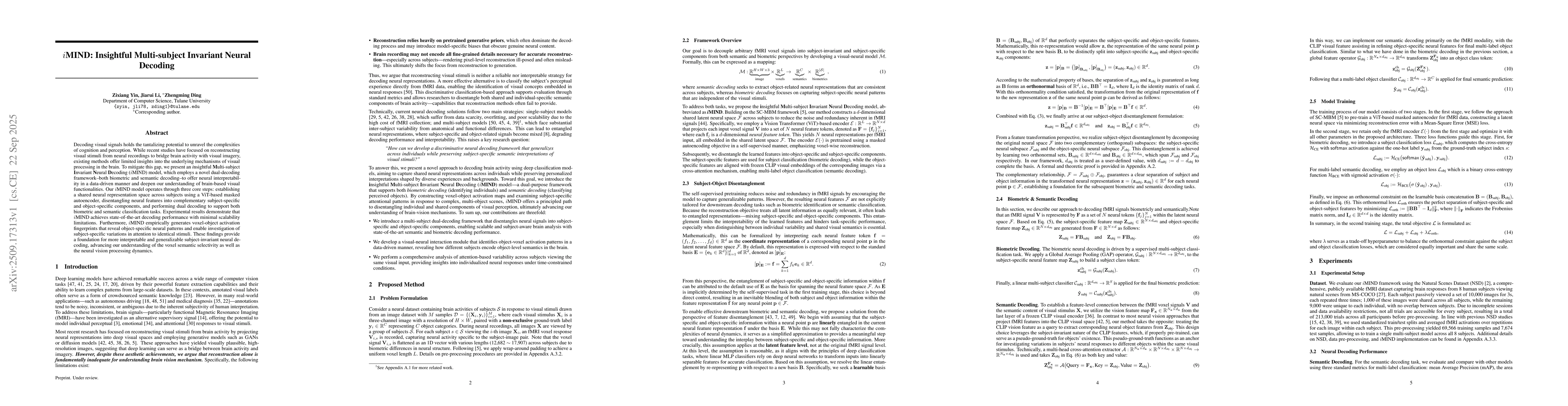 Thumbnail for $i$MIND: Insightful Multi-subject Invariant Neural Decoding