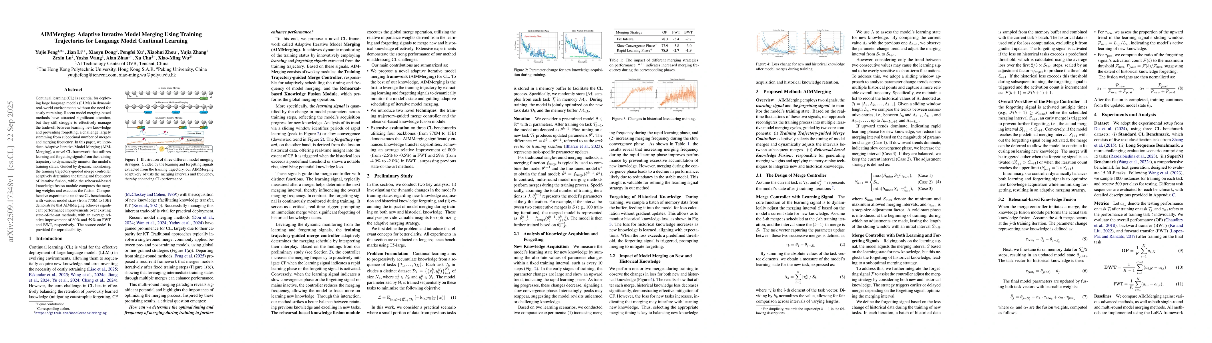 Thumbnail for AIMMerging: Adaptive Iterative Model Merging Using Training Trajectories
  for Language Model Continual Learning