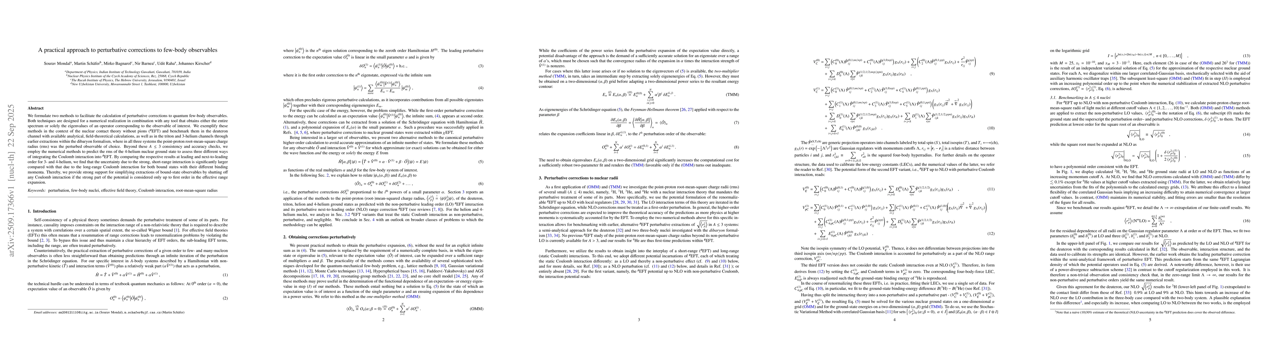 Thumbnail for A practical approach to perturbative corrections to few-body observables