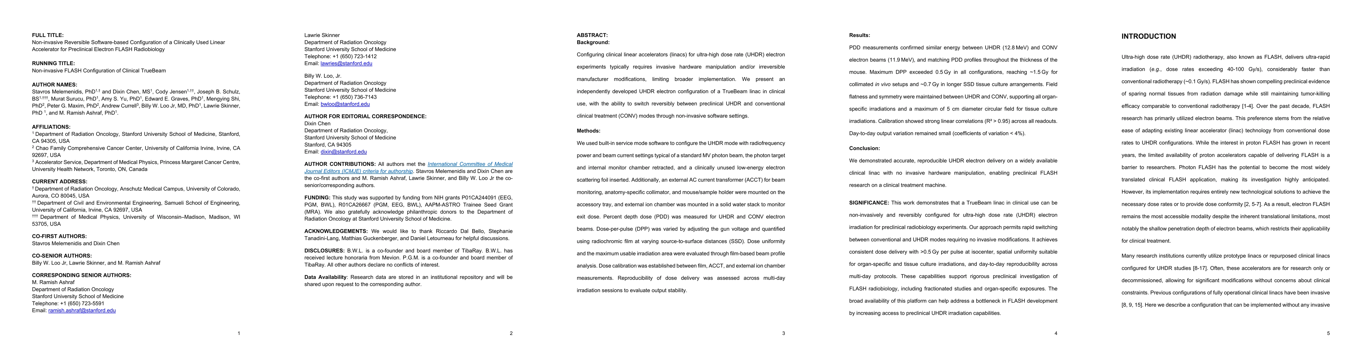 Thumbnail for Non-invasive Reversible Software-based Configuration of a Clinically
  Used Linear Accelerator for Preclinical Electron FLASH Radiobiology