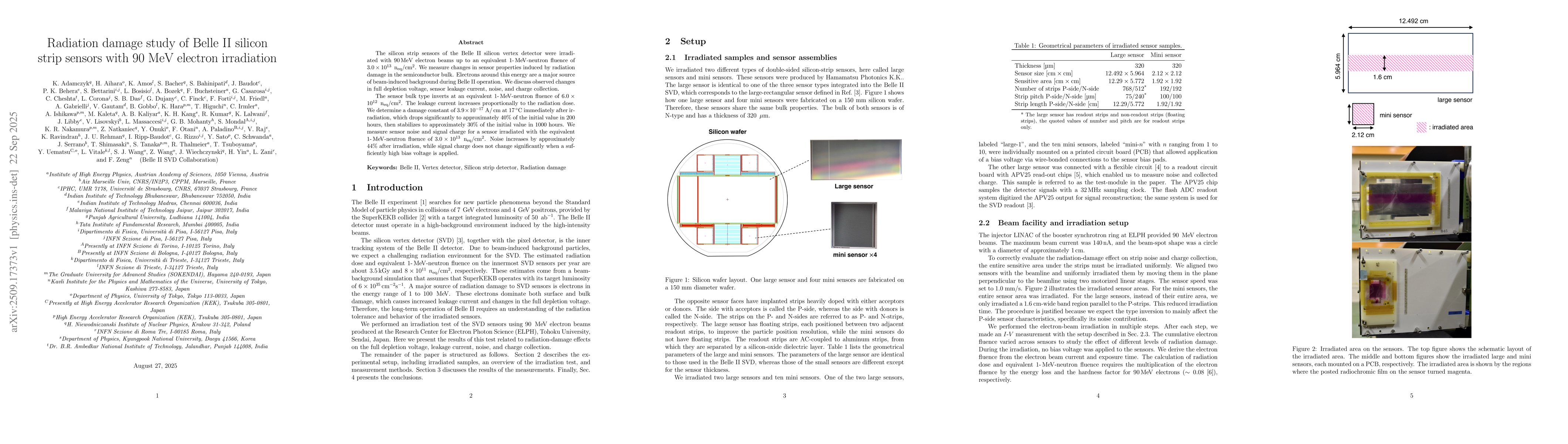 Thumbnail for Radiation damage study of Belle II silicon strip sensors with 90 MeV
  electron irradiation