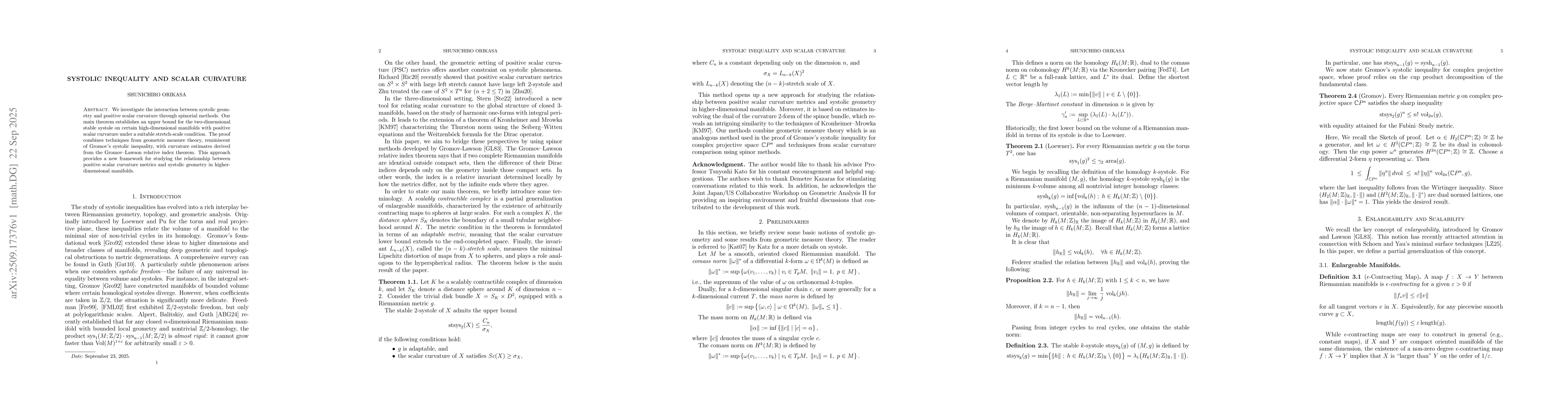 Thumbnail for Systolic Inequality and Scalar Curvature