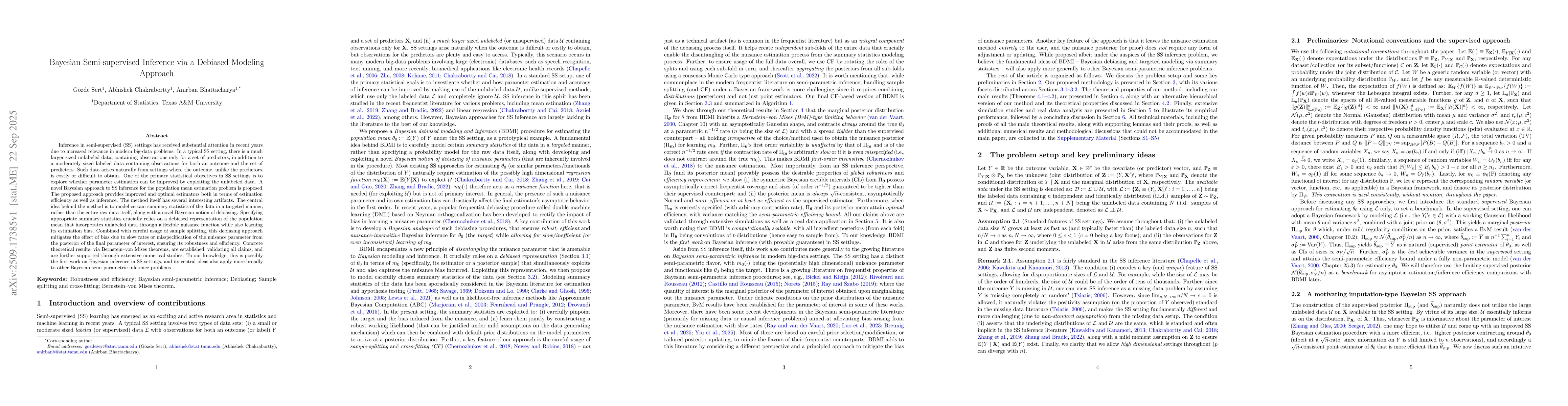 Thumbnail for Bayesian Semi-supervised Inference via a Debiased Modeling Approach