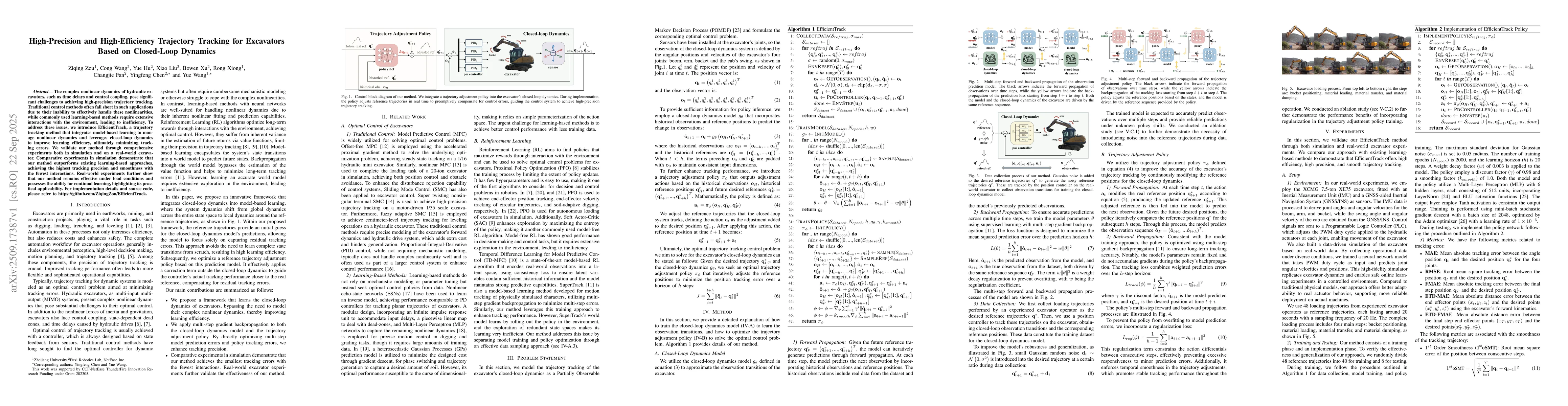 Thumbnail for High-Precision and High-Efficiency Trajectory Tracking for Excavators
  Based on Closed-Loop Dynamics