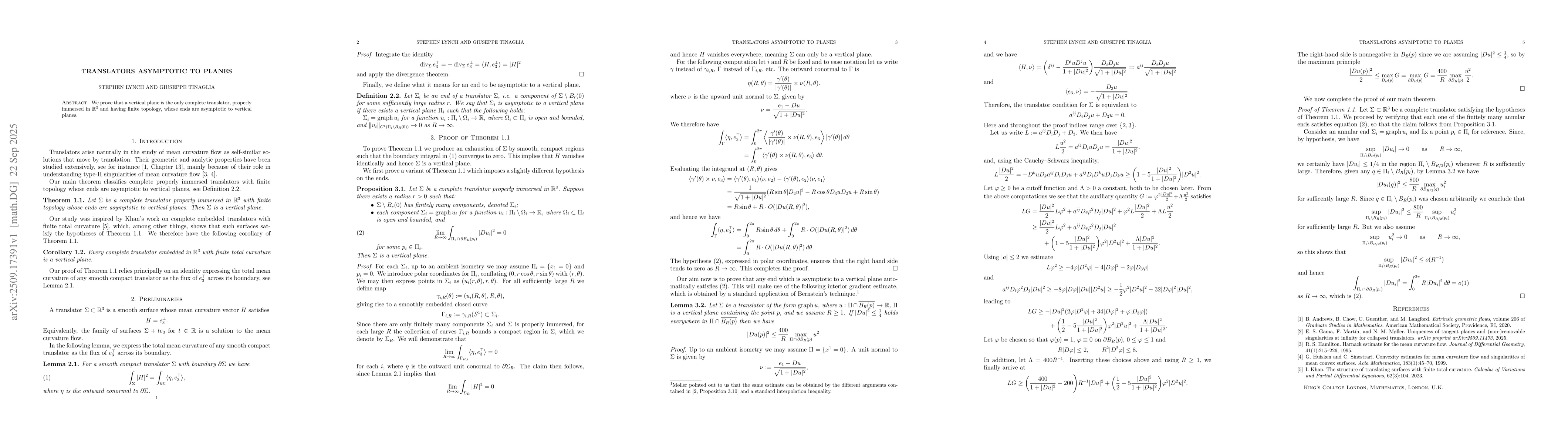 Thumbnail for Translators Asymptotic to Planes
