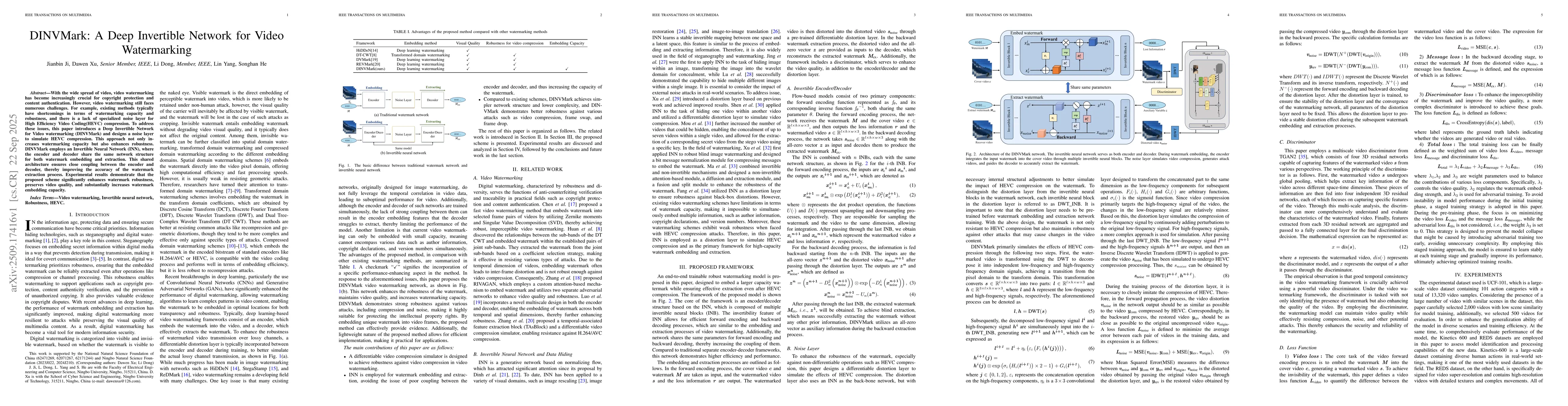 Thumbnail for DINVMark: A Deep Invertible Network for Video Watermarking