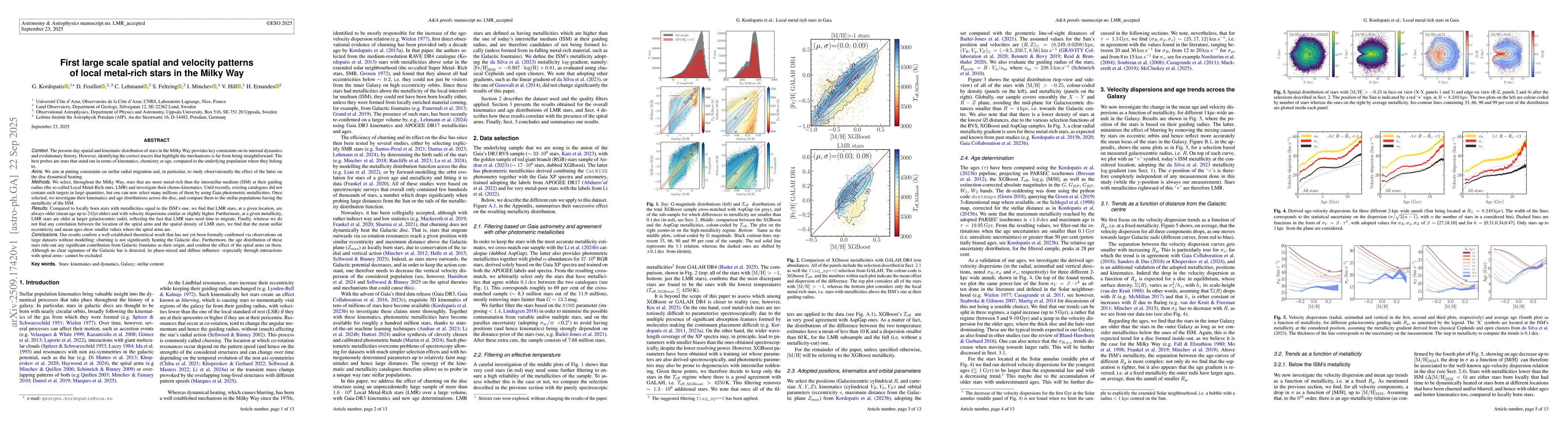 Thumbnail for First large scale spatial and velocity patterns of local metal-rich
  stars in the Milky Way