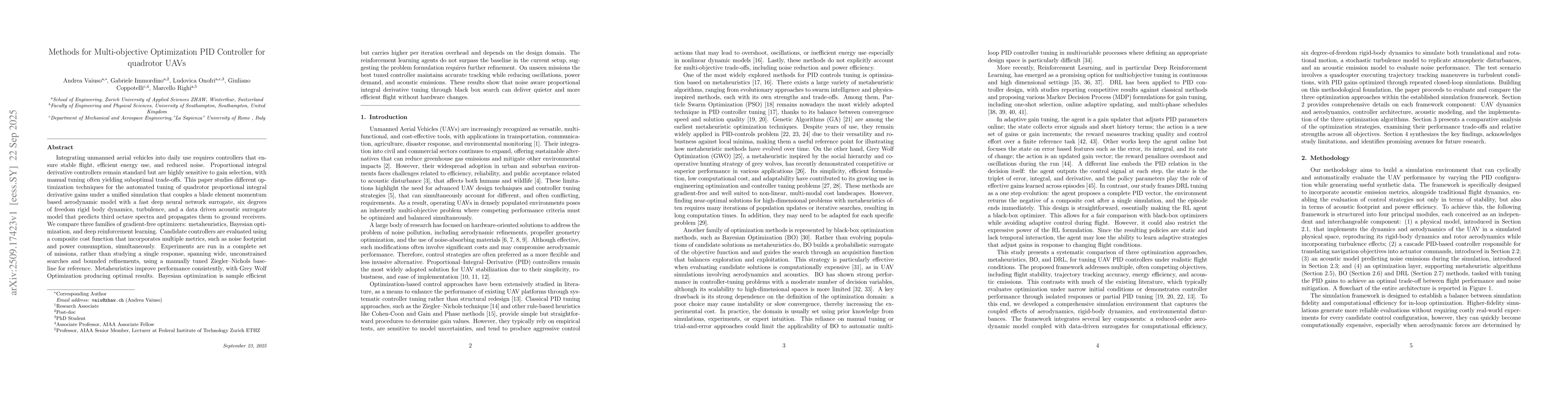 Thumbnail for Methods for Multi-objective Optimization PID Controller for quadrotor
  UAVs