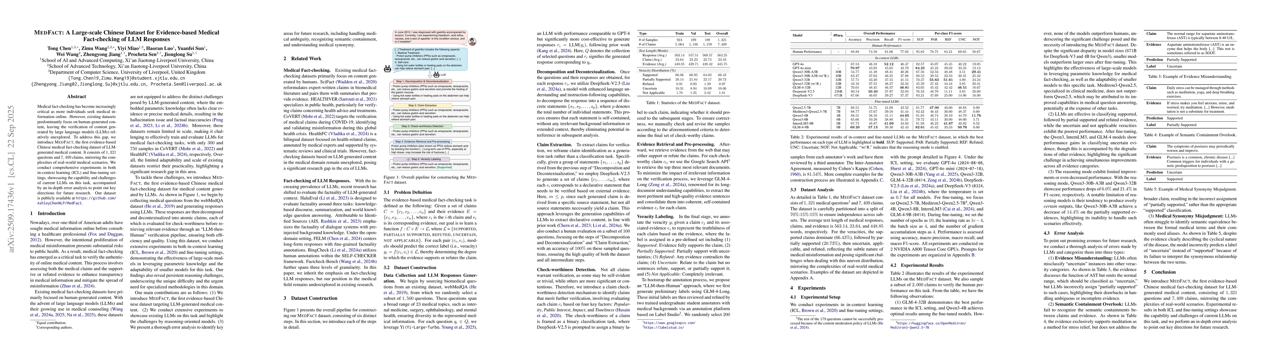 Thumbnail for MedFact: A Large-scale Chinese Dataset for Evidence-based Medical
  Fact-checking of LLM Responses