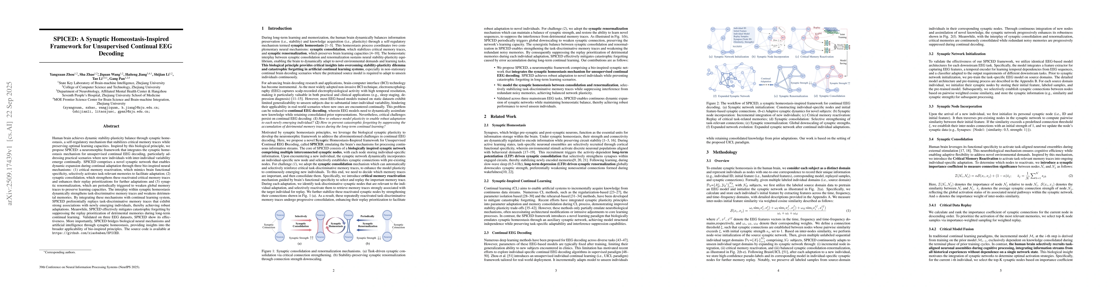 Thumbnail for SPICED: A Synaptic Homeostasis-Inspired Framework for Unsupervised
  Continual EEG Decoding