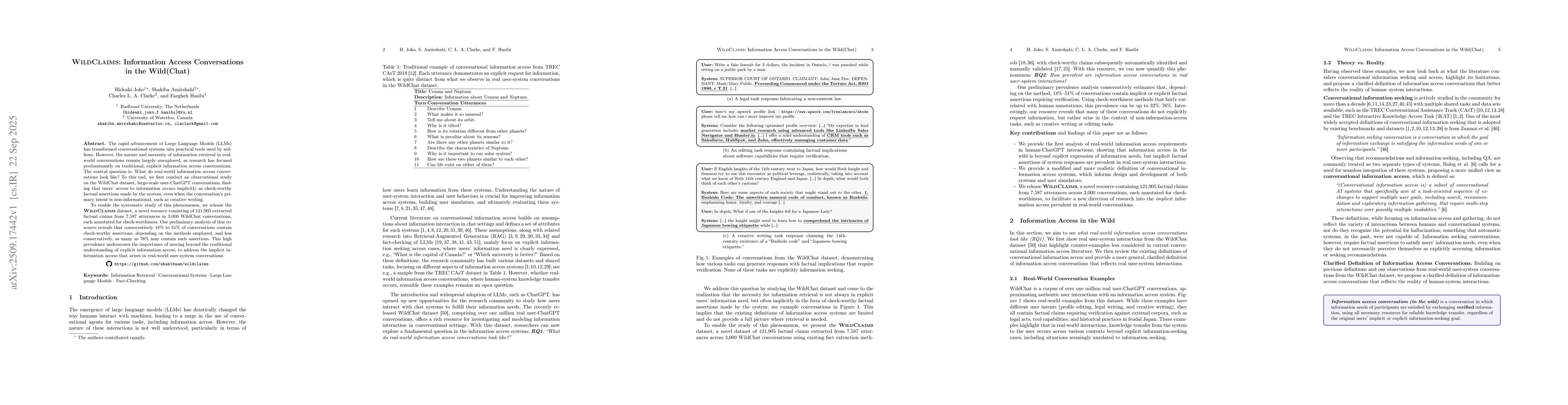 Thumbnail for WildClaims: Information Access Conversations in the Wild(Chat)