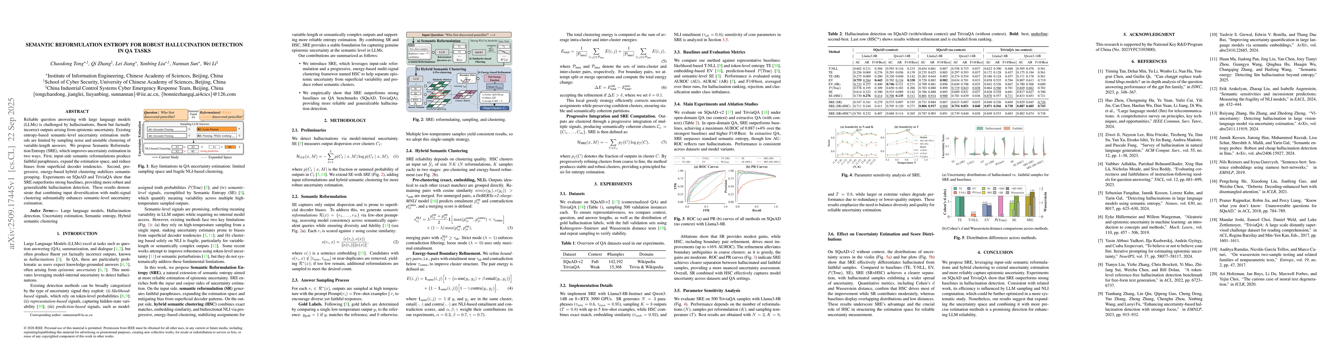 Thumbnail for Semantic Reformulation Entropy for Robust Hallucination Detection in QA
  Tasks