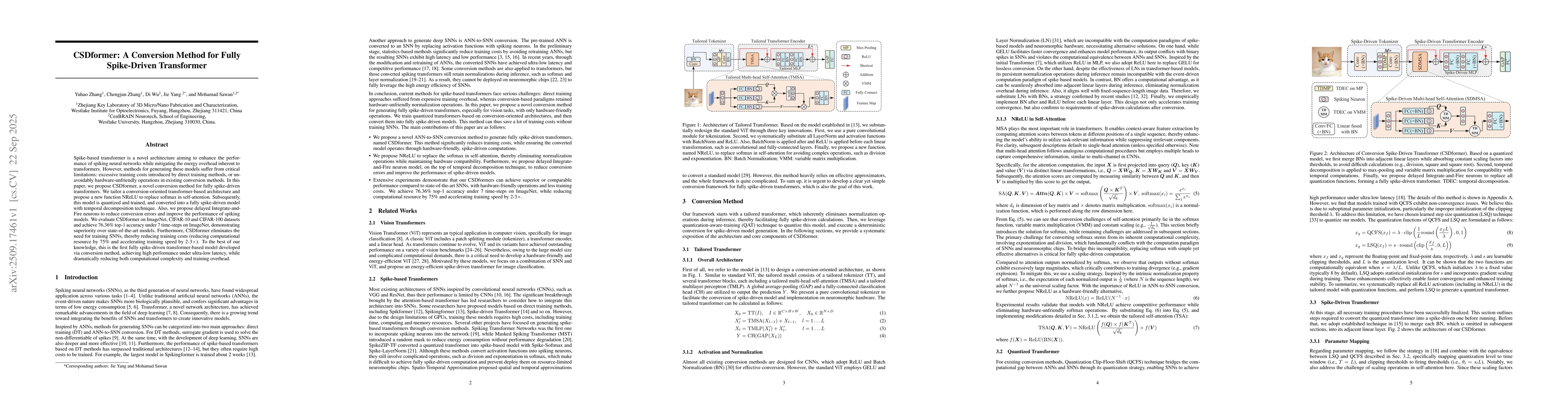Thumbnail for CSDformer: A Conversion Method for Fully Spike-Driven Transformer