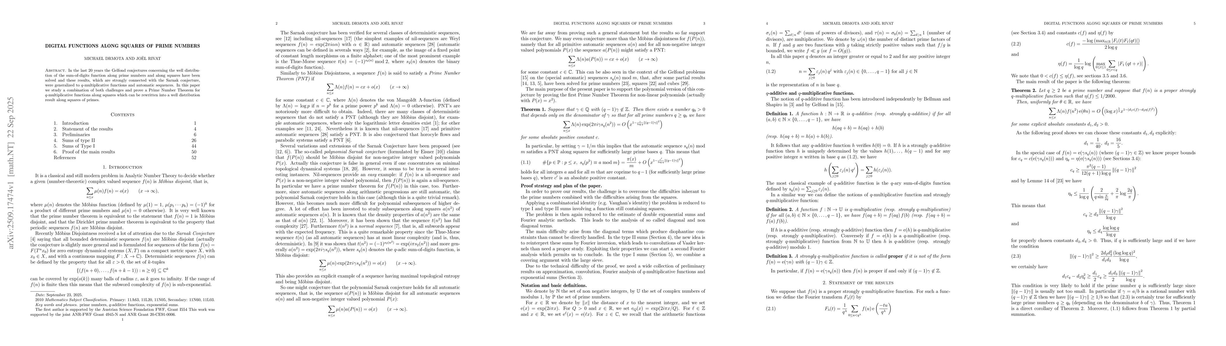 Thumbnail for Digital functions along Squares of Prime Numbers