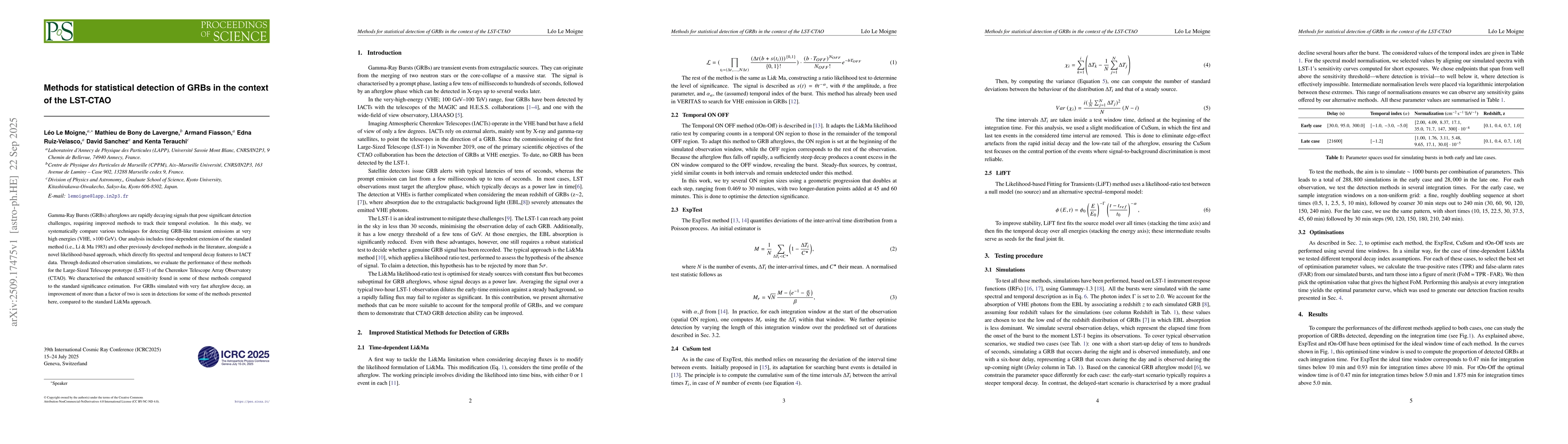 Thumbnail for Methods for statistical detection of GRBs in the context of the LST-CTAO