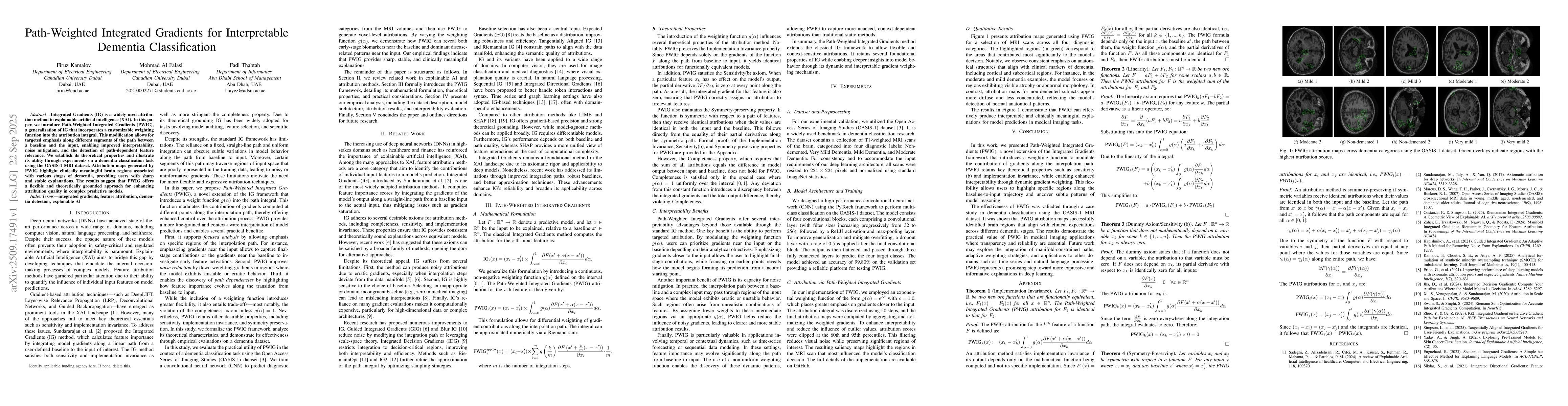 Thumbnail for Path-Weighted Integrated Gradients for Interpretable Dementia
  Classification