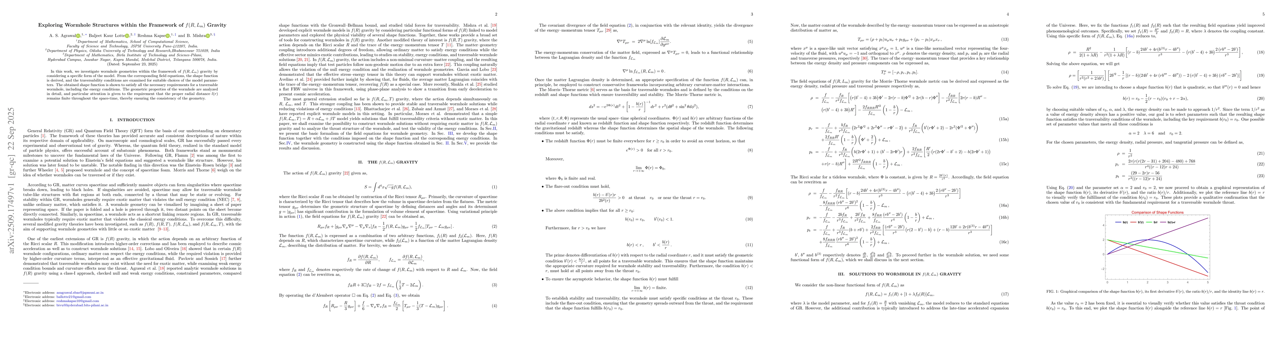 Thumbnail for Exploring Wormhole Structures within the Framework of $f(R,L_{m})$
  Gravity