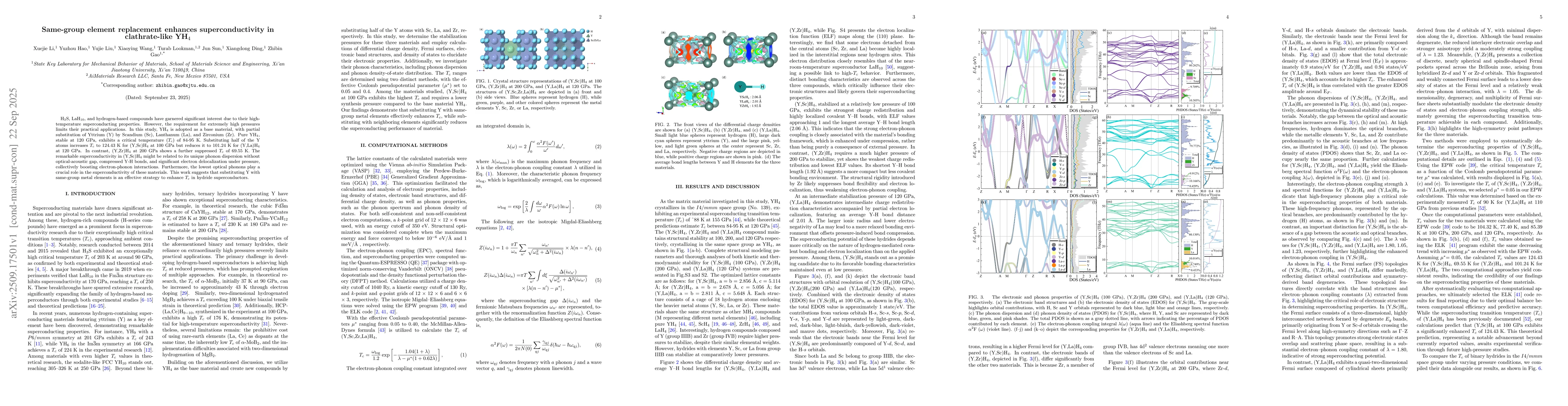Thumbnail for Same-group element replacement enhances superconductivity in
  clathrate-like YH4
