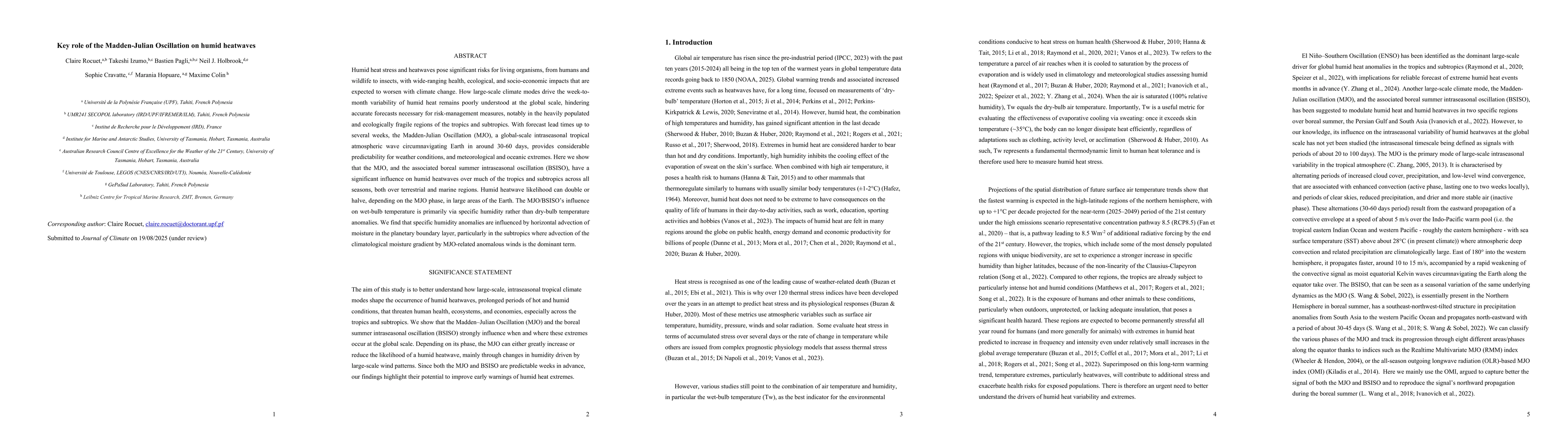 Thumbnail for Key role of the Madden-Julian Oscillation on humid heatwaves